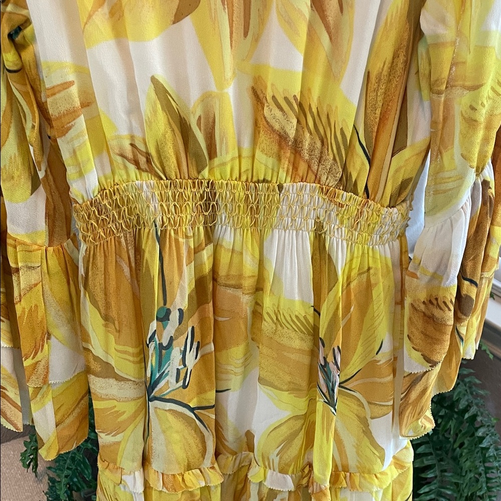 FARM Rio Yellow Floral Tiered Smock Dress - Picture 7 of 9
